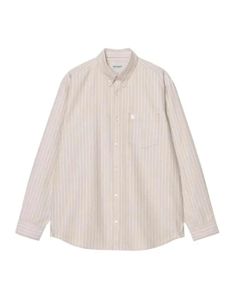 L/S Cassel Stripe Shirt camicia a righe manica lunga - Peanut/White S