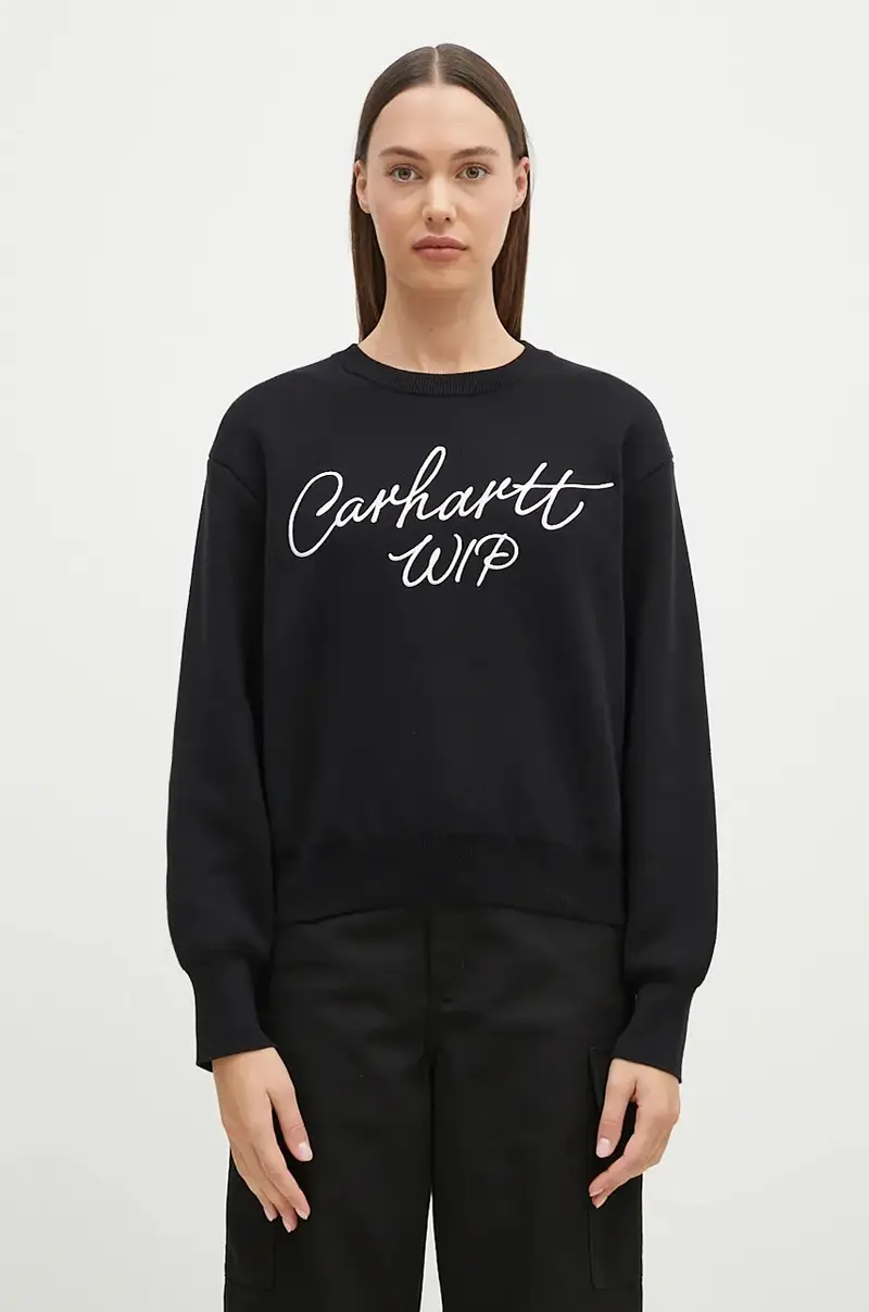 Maglione Carhartt WIP in cotone Signature Sweater colore nero I034034.K02XX