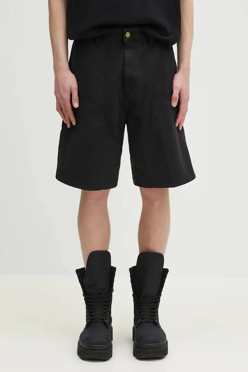 pantaloncini in cotone Double Knee Short uomo colore nero I034793.8906