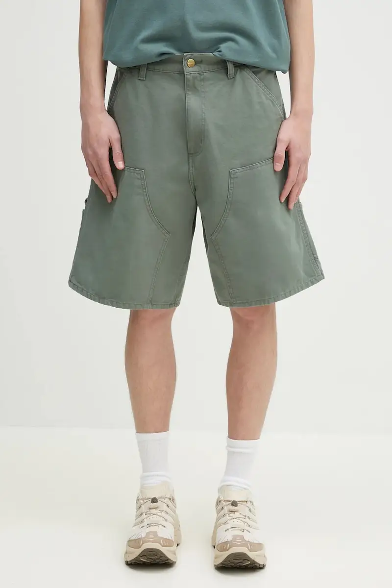pantaloncini in cotone Double Knee Short uomo colore verde I034793.1YF06