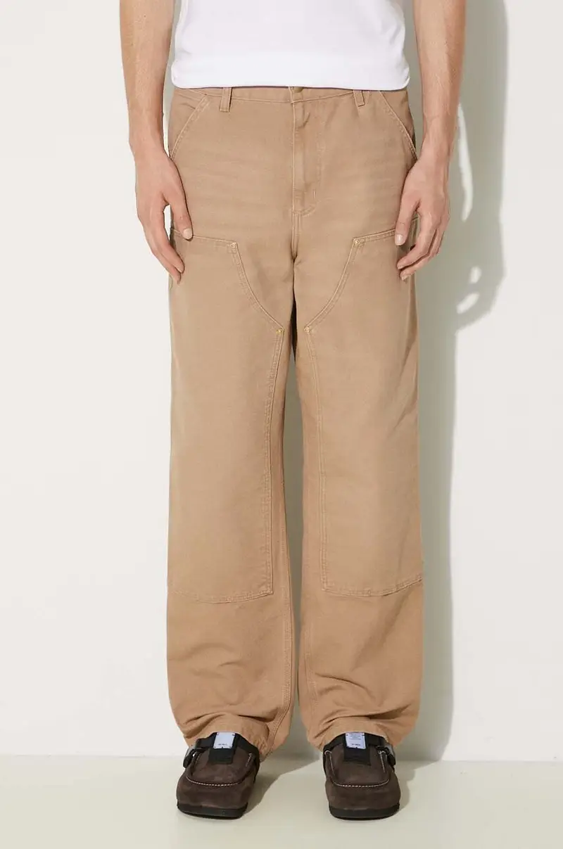 pantaloni in cotone Double Knee Pant colore beige I031501.2FS3K
