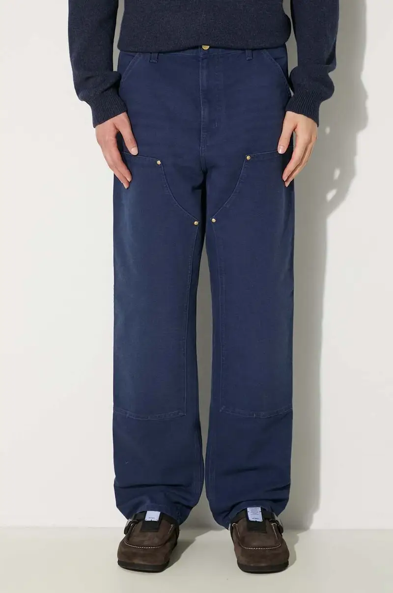 pantaloni in cotone Double Knee Pant colore blu navy I031501.29L3K