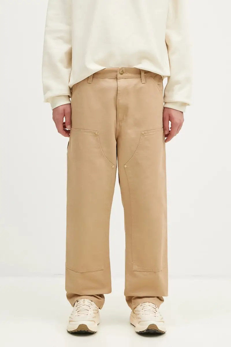 pantaloni in cotone Double Knee Pant colore marrone I031501.700