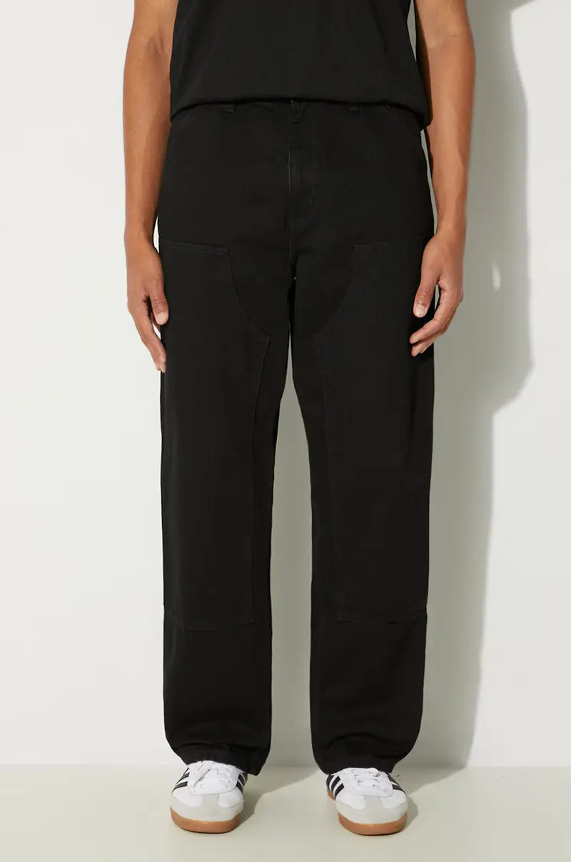 pantaloni in cotone Double Knee Pant colore nero I032699.8902