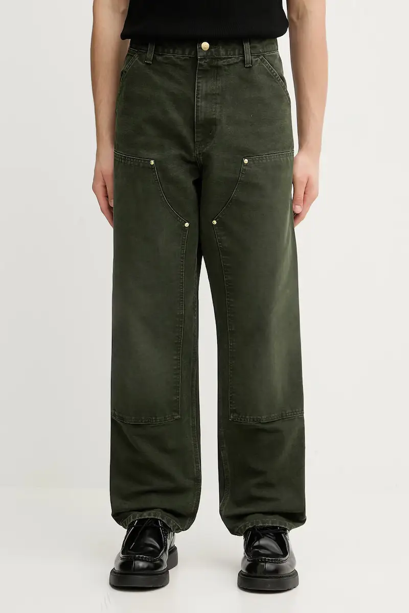pantaloni in cotone Double Knee Pant colore verde I034796.494O