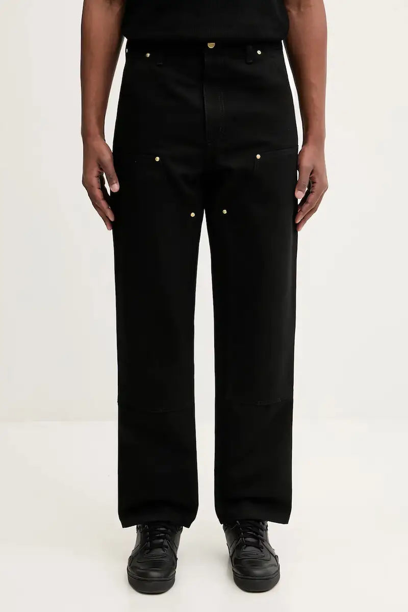 pantaloni in cotone Double Knee Pant uomo colore nero I036274.8901