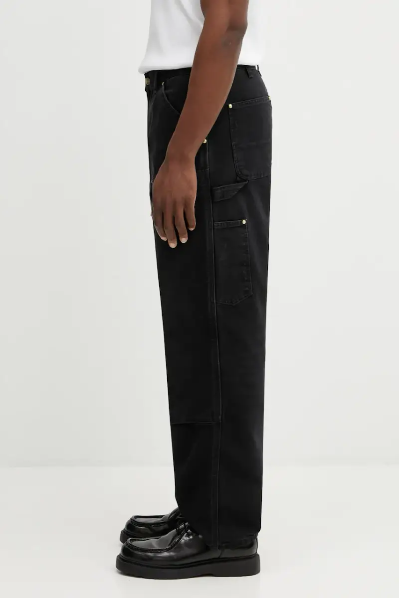 pantaloni in cotone Double Knee Pant uomo colore nero I036274.89B7 miniatura 2