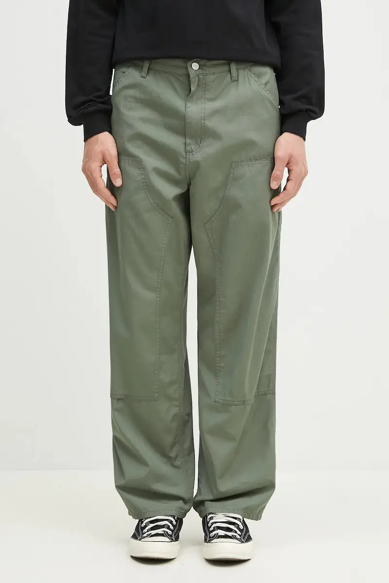 pantaloni in cotone Double Knee Pant uomo colore verde I034795.1YF02