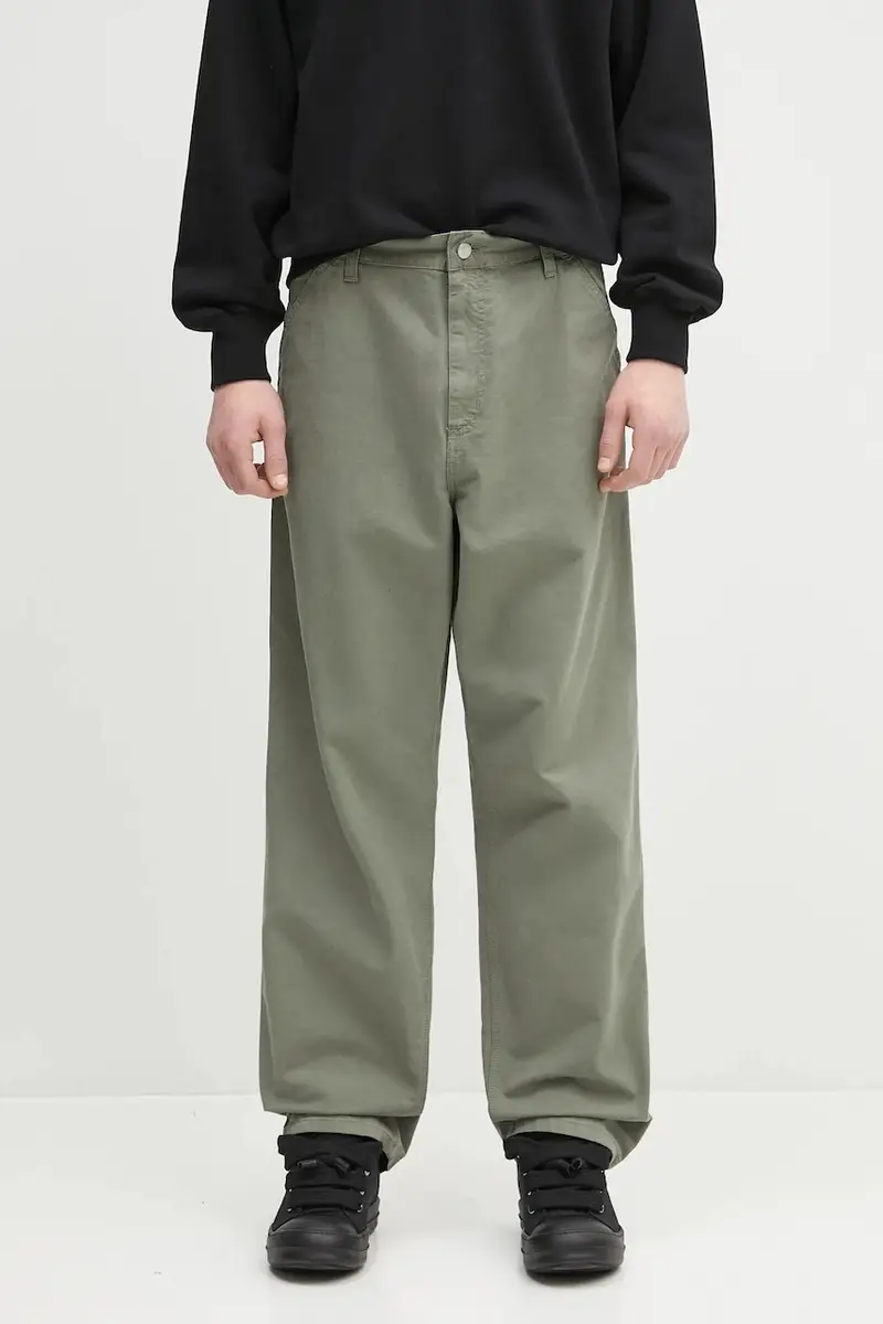 pantaloni in cotone Single Knee Pant colore verde I031499.1YFGD