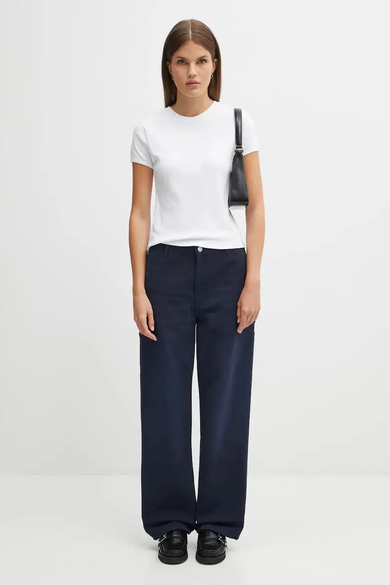 pantaloni in cotone W' Pierce Pant Straight donna colore blu navy I034829.1C4O miniatura 5