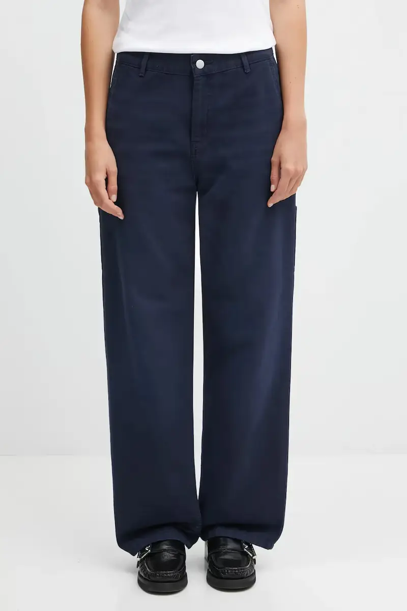 pantaloni in cotone W' Pierce Pant Straight donna colore blu navy I034829.1C4O
