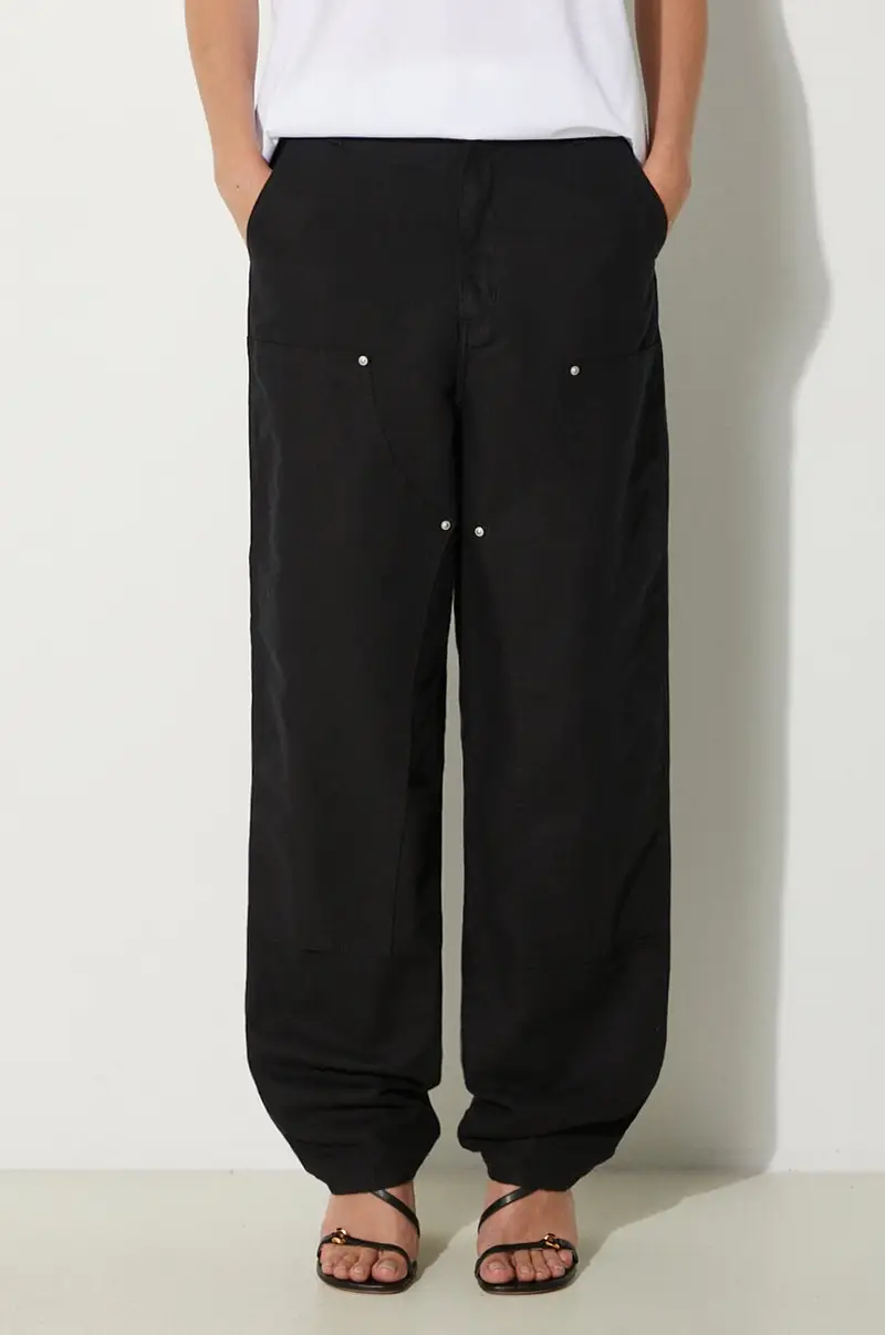 pantaloni in lino misto Ethel Double Knee Pant colore nero I033573.8902
