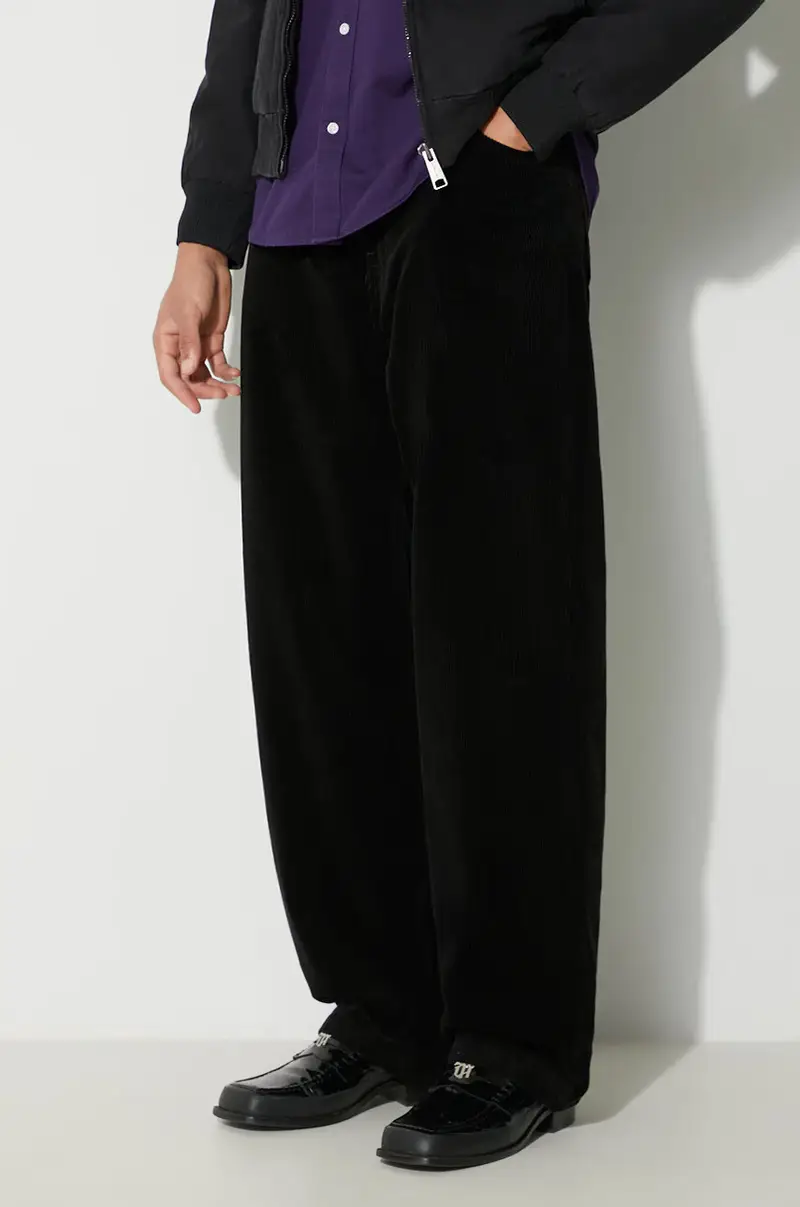 pantaloni in velluto a coste colore nero miniatura 4