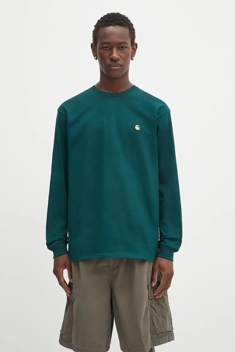 top a maniche lunghe in cotone Chase colore verde I026392.30YXX