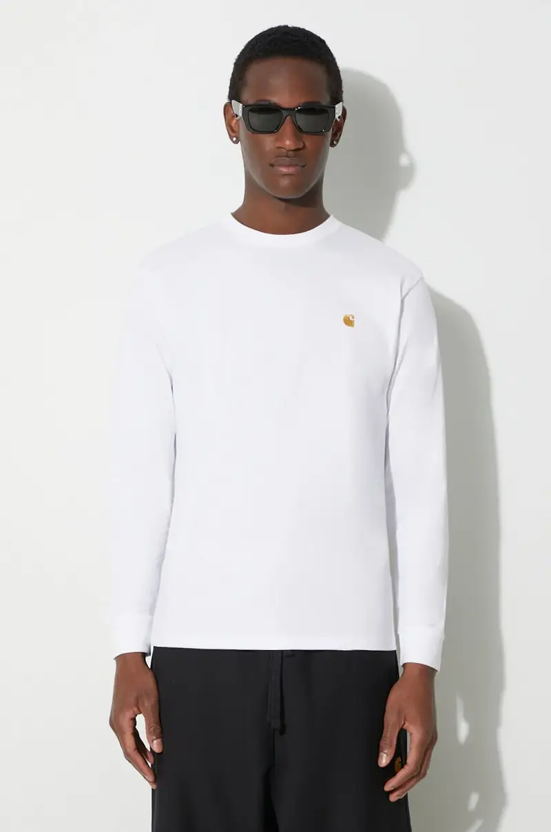 top a maniche lunghe in cotone Longsleeve Chase T-Shirt colore bianco I026392.00RXX