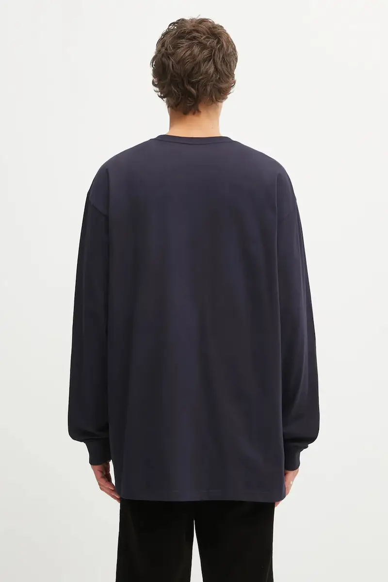 top a maniche lunghe in cotone LS Chase T-Shirt colore blu navy I026392.00HXX miniatura 3