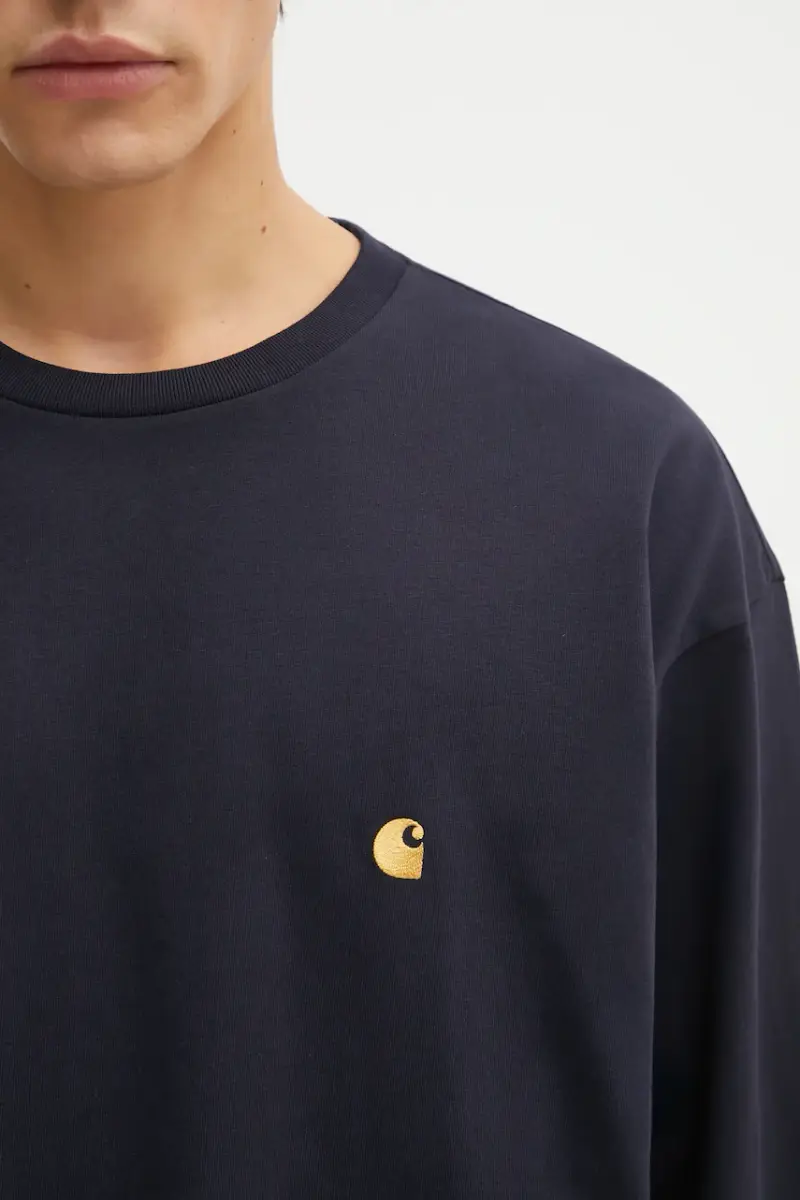 top a maniche lunghe in cotone LS Chase T-Shirt colore blu navy I026392.00HXX miniatura 4