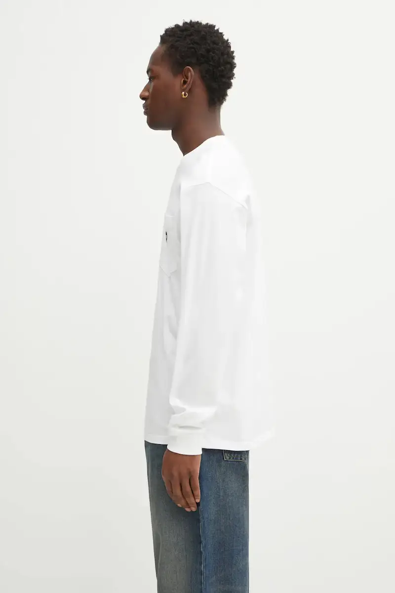 top a maniche lunghe in cotone Pocket Heart T-Shirt colore bianco I035300.00AXX miniatura 2