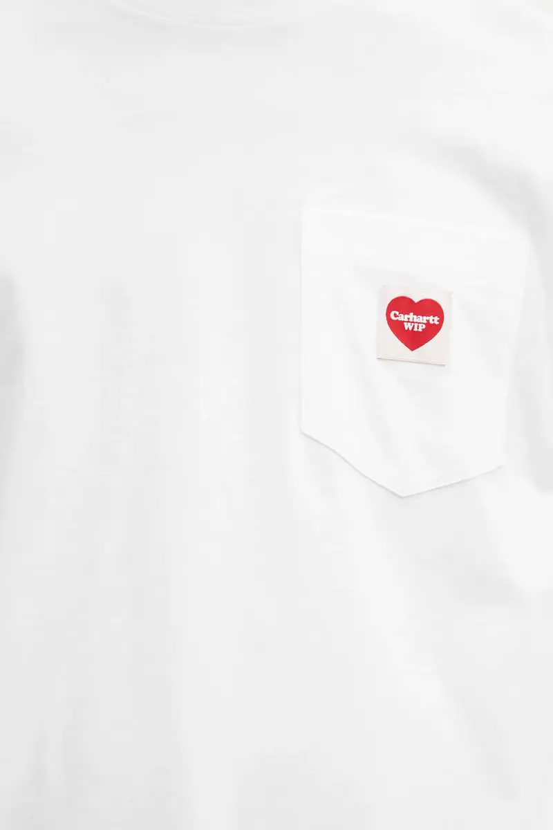 top a maniche lunghe in cotone Pocket Heart T-Shirt colore bianco I035300.1WZXX miniatura 4