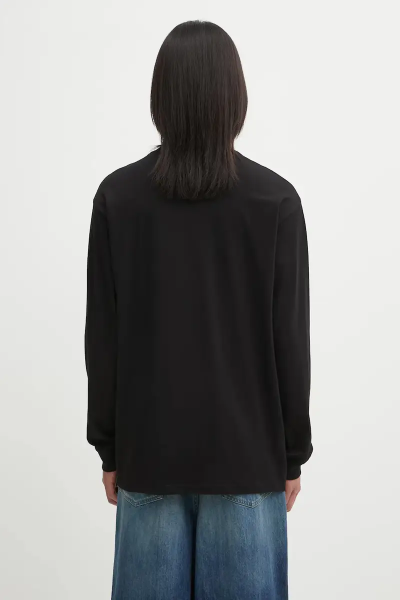 top a maniche lunghe in cotone Pocket Heart T-Shirt colore nero I035300.00EXX miniatura 3