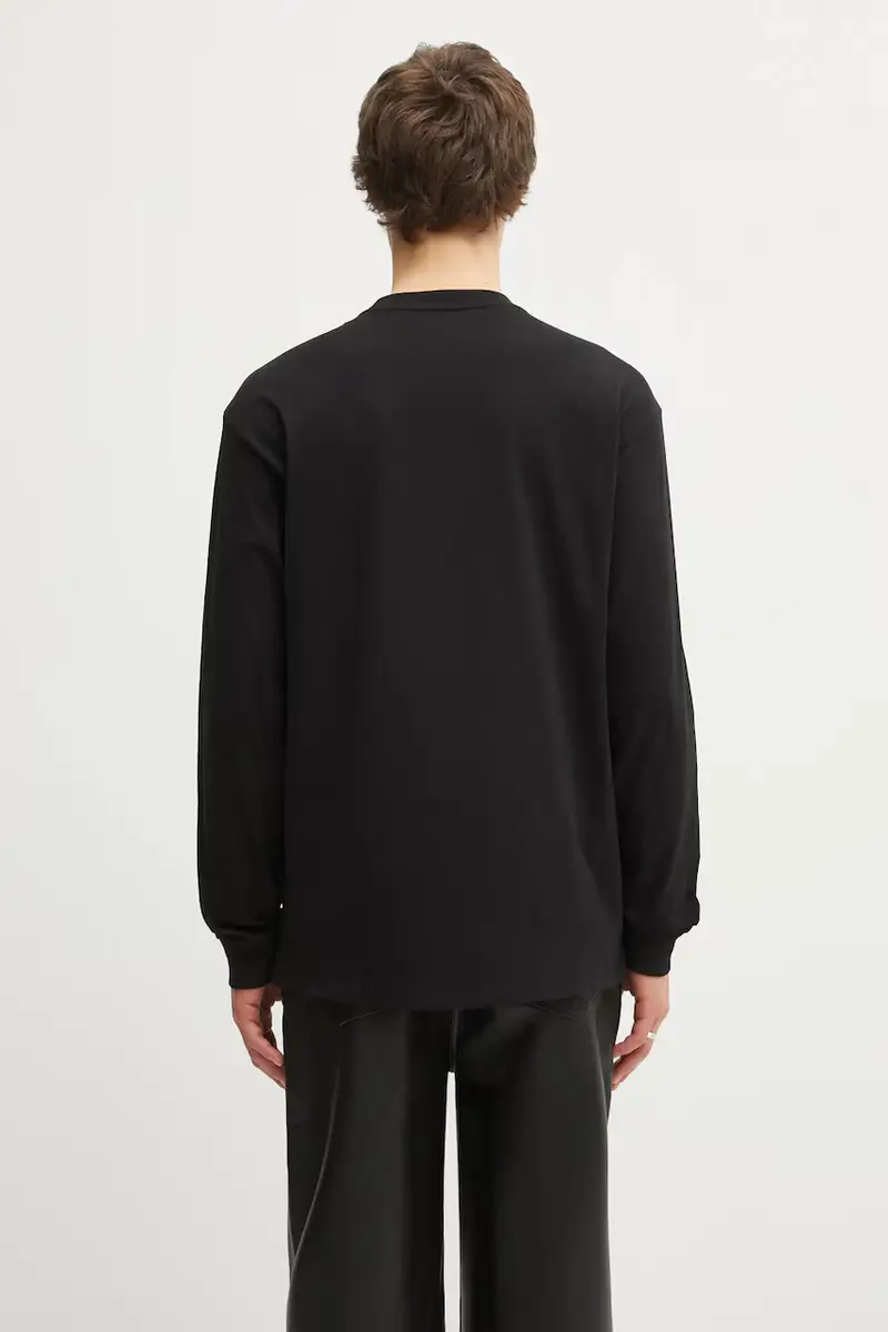 top a maniche lunghe in cotone Pocket Heart T-Shirt colore nero I035300.1V2XX miniatura 3