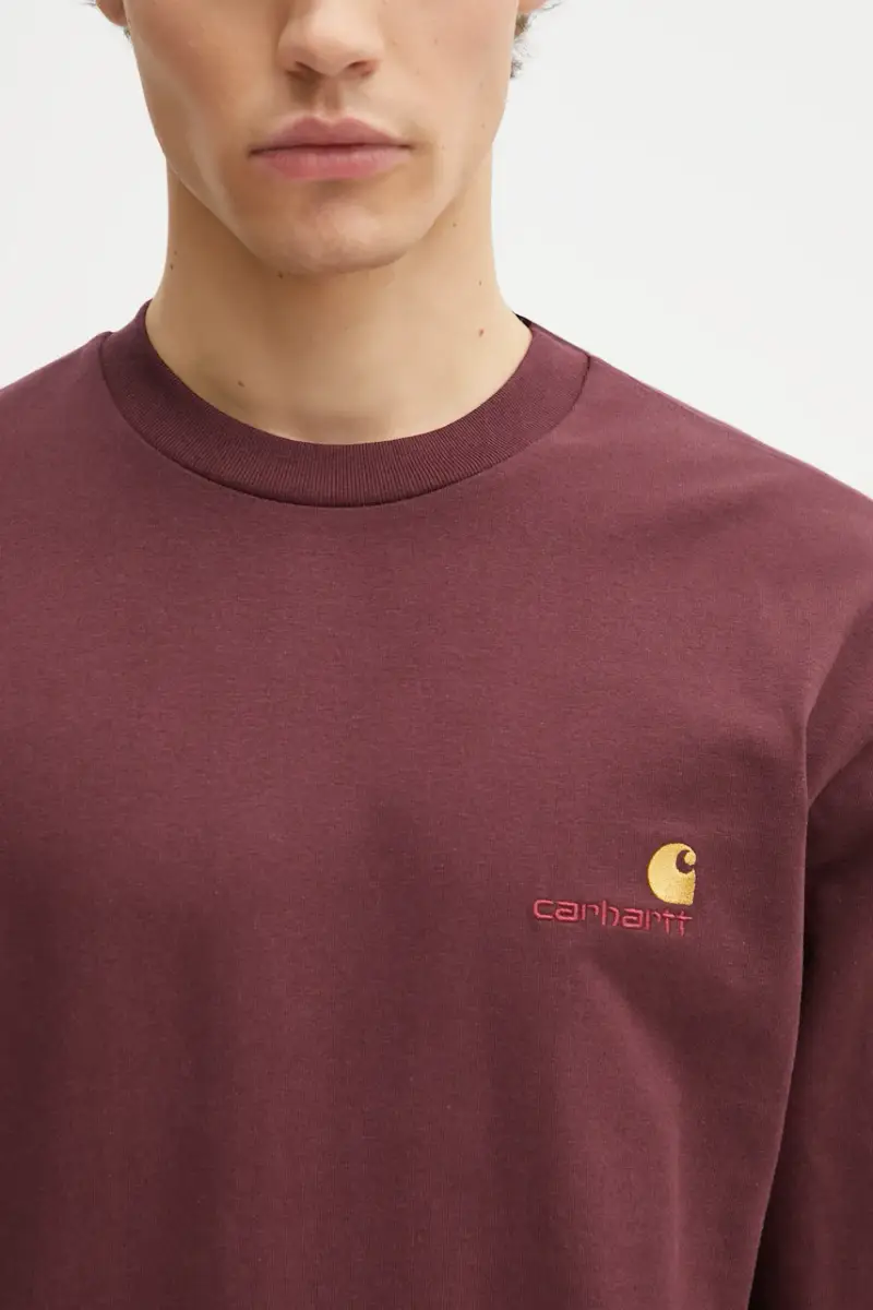 top a maniche lunghe in cotone S American Script T-Shirt colore granata con applicazione I029955.33KXX miniatura 4