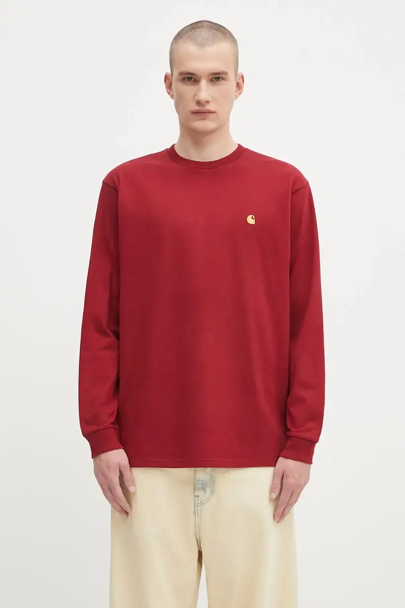 top a maniche lunghe in cotone S Chase colore rosso con applicazione I026392.30QXX