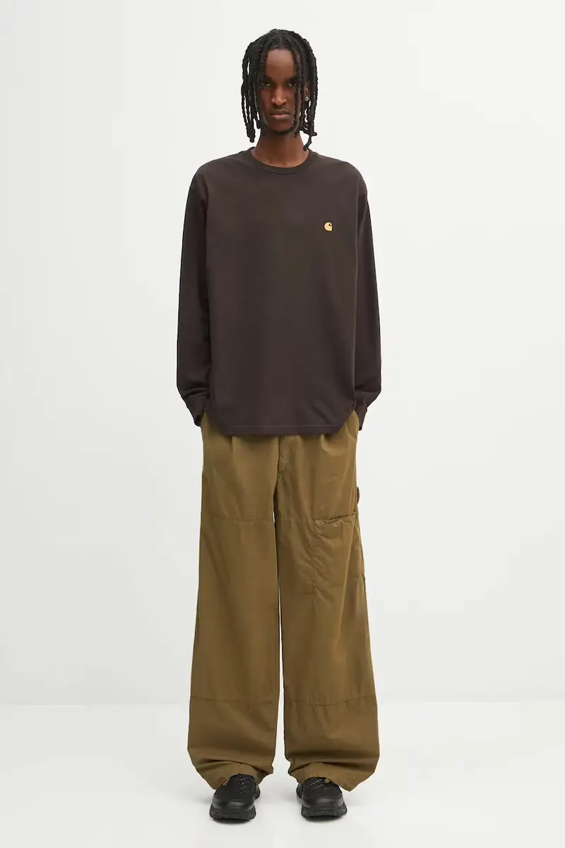 top a maniche lunghe in cotone S Chase T-Shirt colore marrone I026392.00WXX miniatura 5