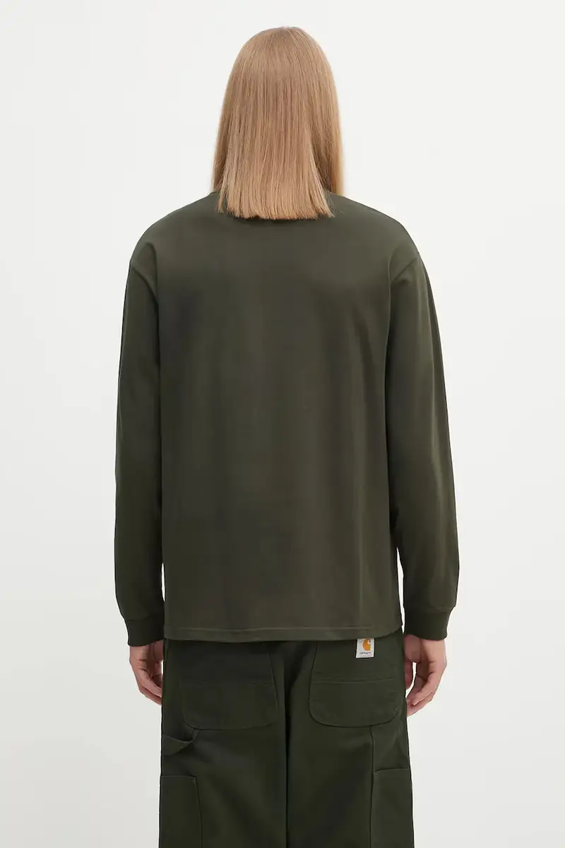 top a maniche lunghe in cotone S Chase T-Shirt colore verde I026392.3CBXX miniatura 3