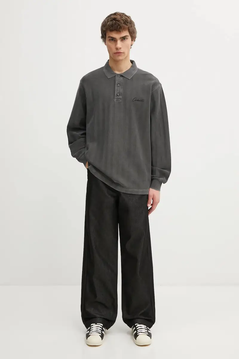 top a maniche lunghe in cotone S Morrison Rugby Shirt colore grigio I034568.89PG miniatura 5