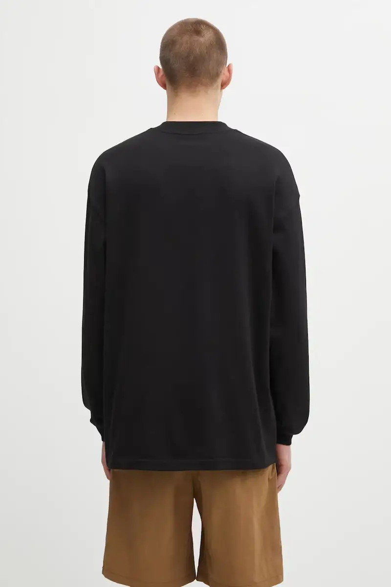 top a maniche lunghe in cotone S Schooling Mockneck T-Shirt colore nero con applicazione I035447.K02XX miniatura 3