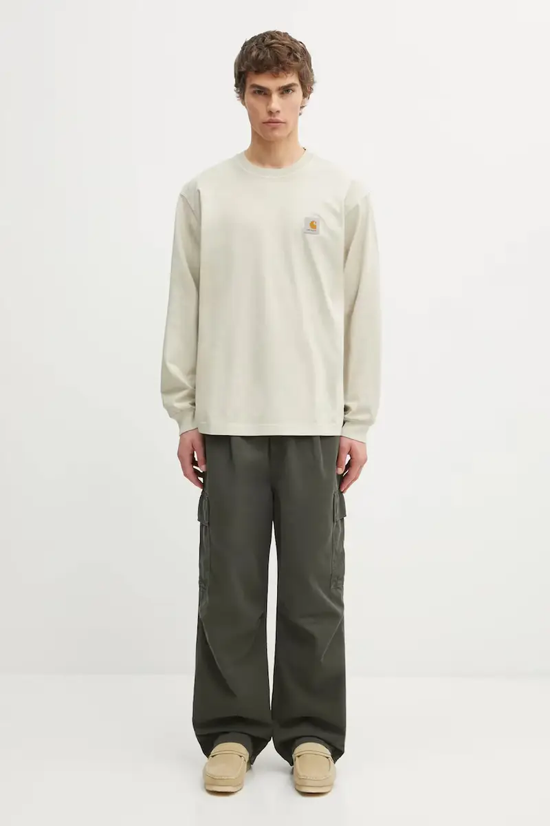 top a maniche lunghe in cotone S Vista T-Shirt colore beige I030779.2LPGD miniatura 5