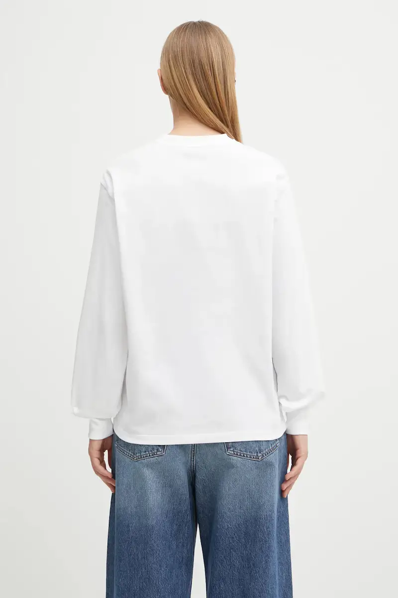 top a maniche lunghe in cotone W' American Script T-Shirt colore bianco I035466.02XX miniatura 3