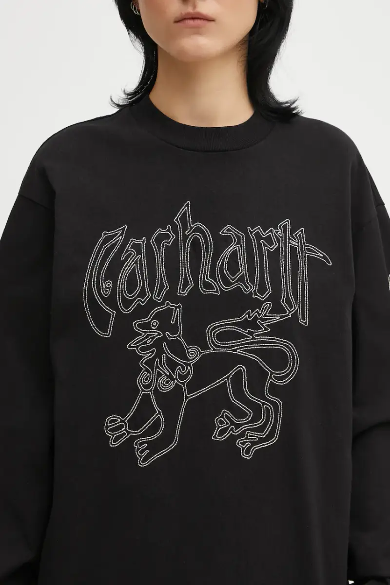 top a maniche lunghe in cotone W' Hackwork T-Shirt colore nero I035541.1T8XX miniatura 5