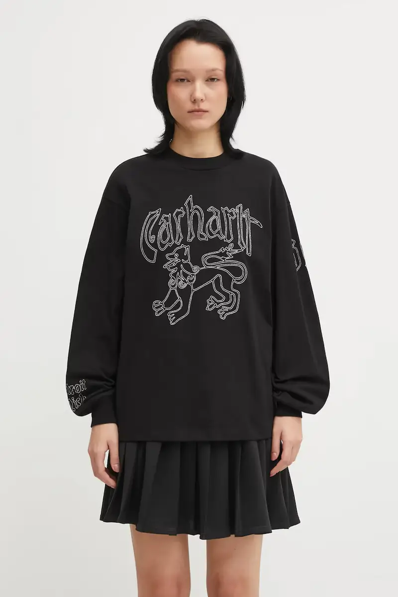 top a maniche lunghe in cotone W' Hackwork T-Shirt colore nero I035541.1T8XX