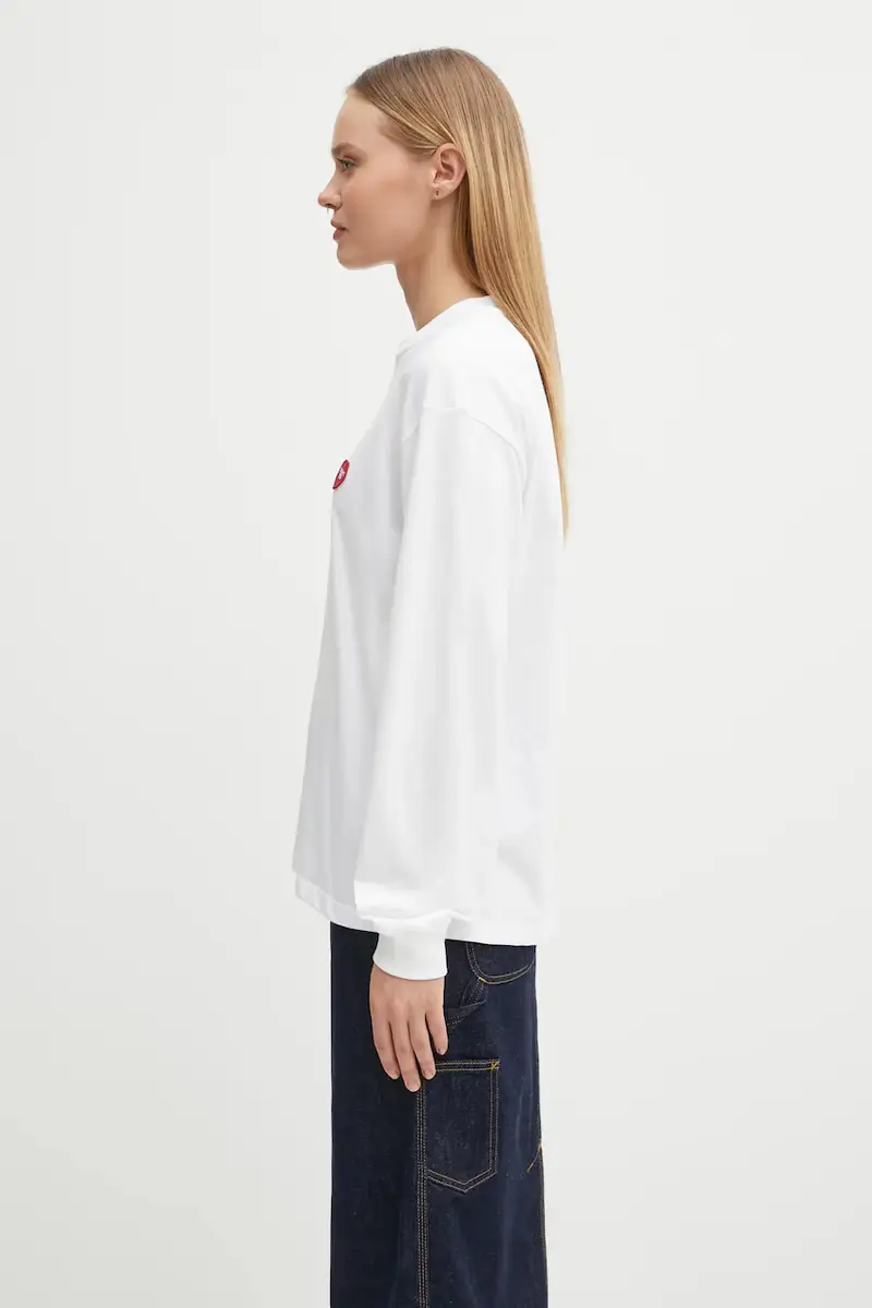 top a maniche lunghe in cotone W' Heart Patch T-Shirt colore bianco I035469.1WZXX miniatura 2