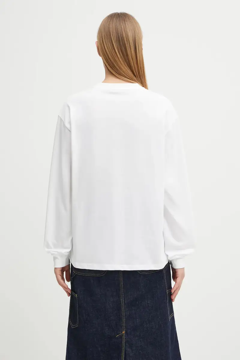 top a maniche lunghe in cotone W' Heart Patch T-Shirt colore bianco I035469.1WZXX miniatura 3