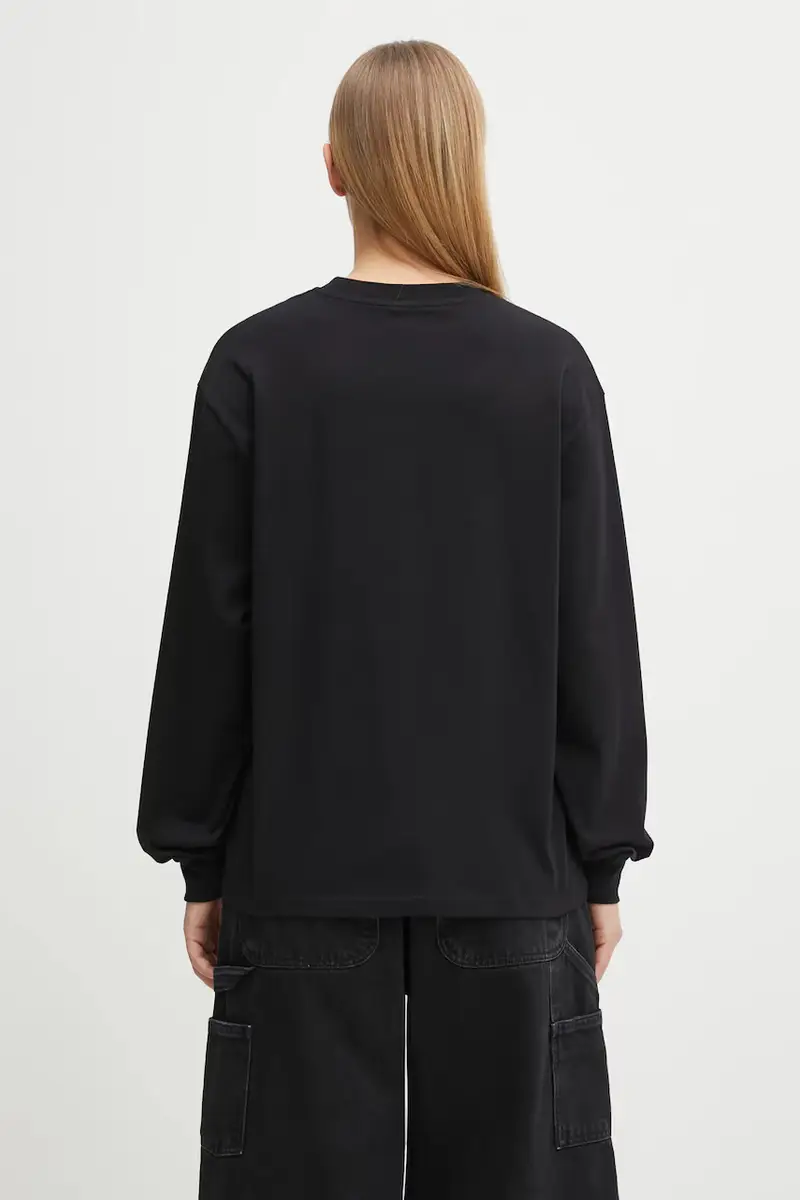 top a maniche lunghe in cotone W' Heart Patch T-Shirt colore nero I035469.1V2XX miniatura 3