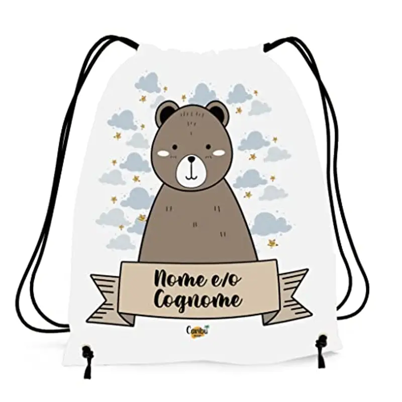 Caribu design Sacca Personalizzata con Nome per Asilo, Scuola Materna/Elementare, Nido, Sport - Zaino Bambino Bambina miniatura 3