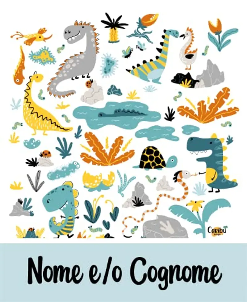 Caribu design Sacca Personalizzata con Nome per Asilo, Scuola Materna/Elementare, Nido, Sport - Zaino Bambino Bambina Tema Animali del Mondo - Idea Regalo (Animali Dinosauri) miniatura 3