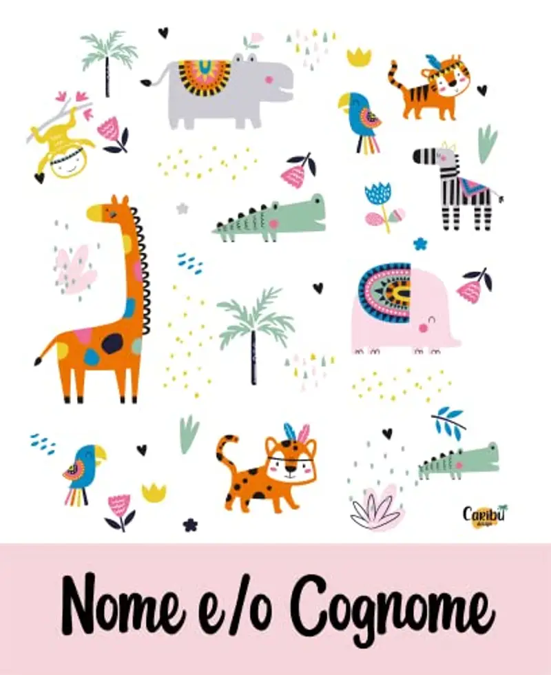 Caribu design Sacca Personalizzata con Nome per Asilo, Scuola Materna/Elementare, Nido, Sport - Zaino Bambino Bambina Tema Animali del Mondo - Idea Regalo (Animali Esotici) miniatura 3