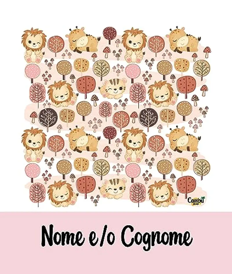 Caribu design Sacca Personalizzata con Nome per Asilo, Scuola Materna/Elementare, Nido, Sport - Zaino Bambino Bambina Tema Animali del Mondo - Idea Regalo (Animali Savana) miniatura 2