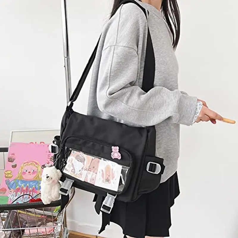 Carino Messenger Bag per le Donne Kawaii Spalla Crossbody Bag con Kawaii Accessori Estetica Tote Bag Carino Giapponese miniatura 2