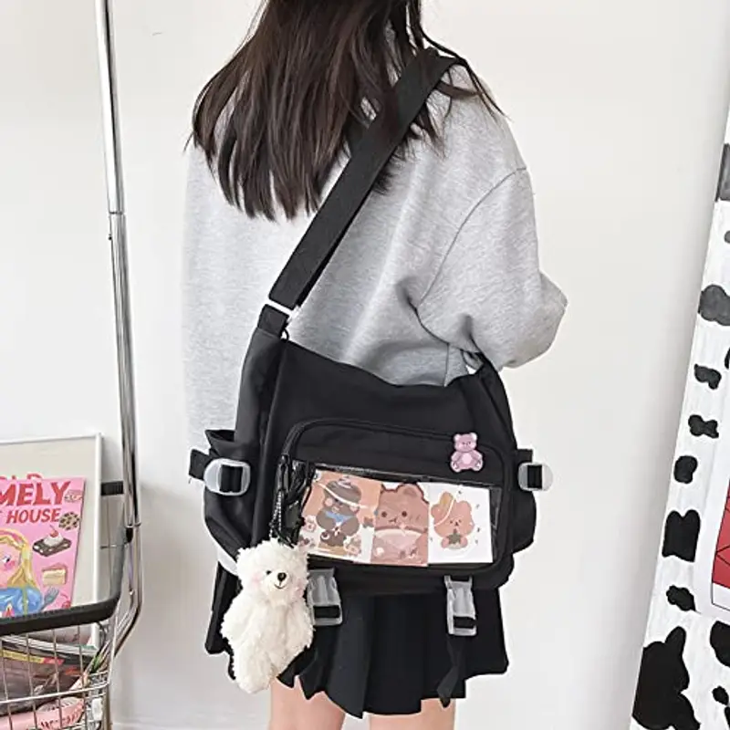 Carino Messenger Bag per le Donne Kawaii Spalla Crossbody Bag con Kawaii Accessori Estetica Tote Bag Carino Giapponese miniatura 3