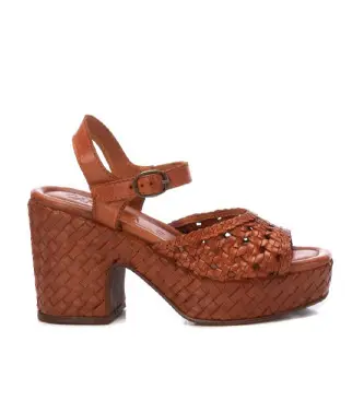 per donna 16163701-CAMEL Sandali in pelle 161637 marrone (37), 8 a 10cm, Fibbia, Casual