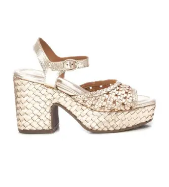 per donna 16163706-ORO Sandali in pelle 161637 Oro (37), 8 a 10cm, Fibbia, Casual