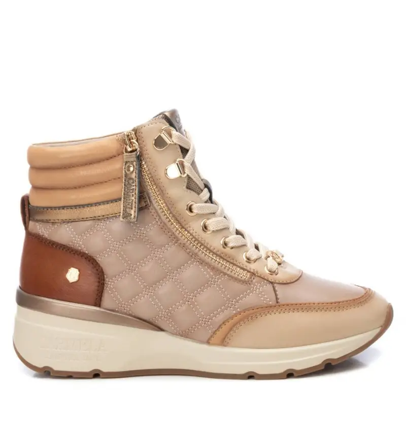 per donna 16182104-BEIGE Sneakers in pelle 161821 beige (37), 3 a 5cm, Cerniera, Casual
