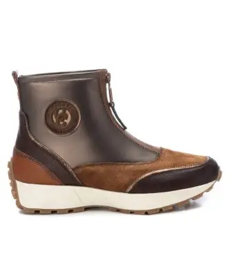 per donna 16199501-CAMEL Stivaletti in pelle marrone 161995 (40), Basso, 1 a 3 cm, Cerniera, Casual