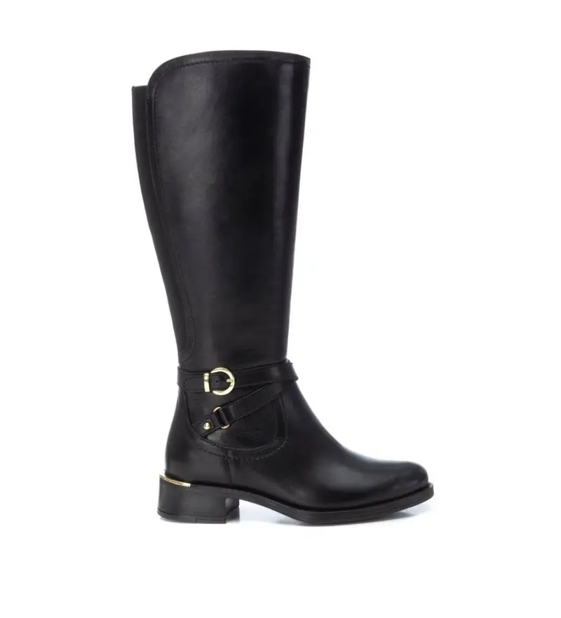 per donna 16202001-NEGRO Stivali in pelle 162020 neri (37), Nero, 3 a 5cm, Cerniera, Casual