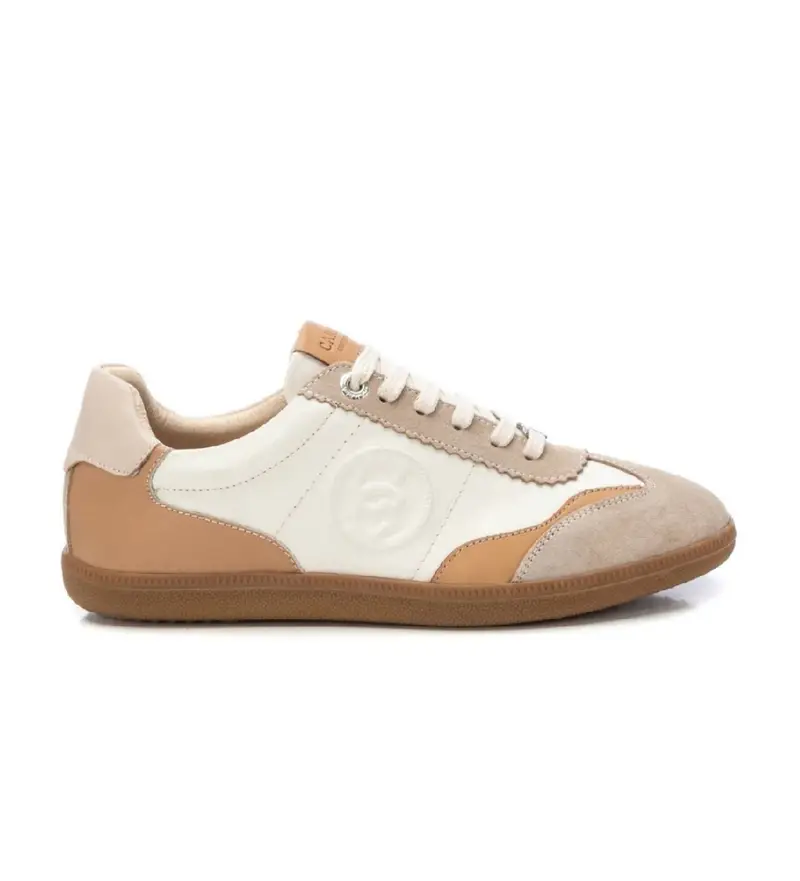 per donna 16206007-BEIGE Sneakers in pelle 162060 beige (37), Basso, Stringhe, Casual